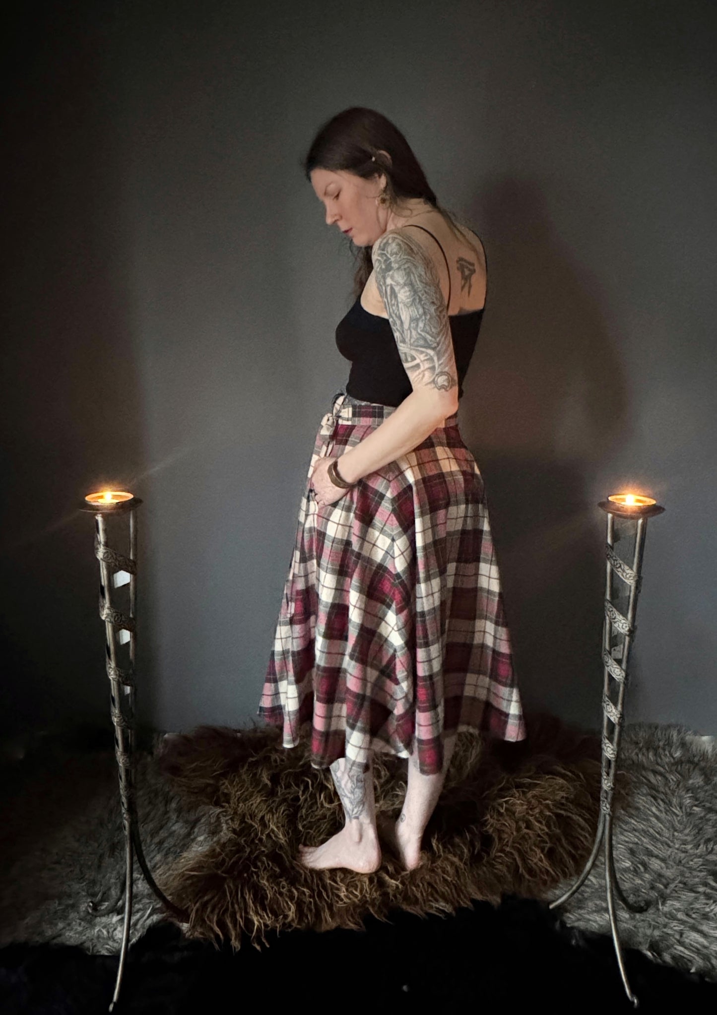 Red Tartan Wrap Skirt