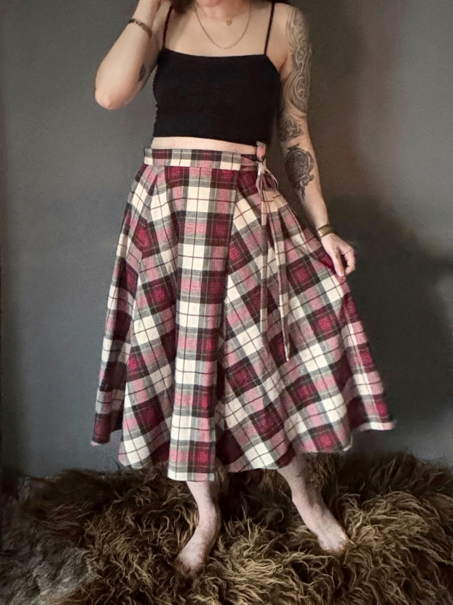 Red Tartan Wrap Skirt