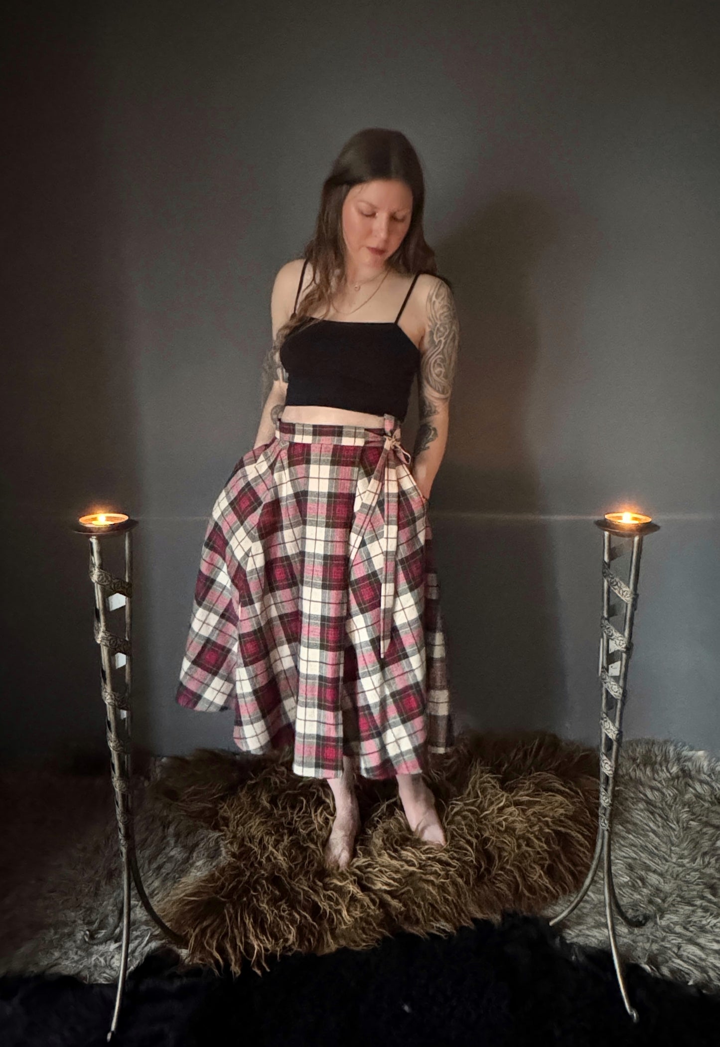 Red Tartan Wrap Skirt