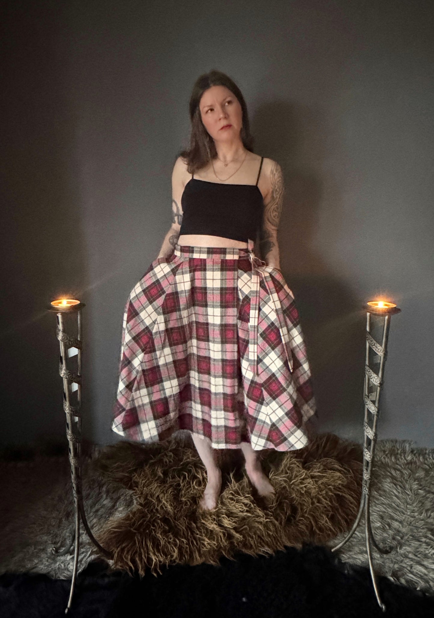Red Tartan Wrap Skirt